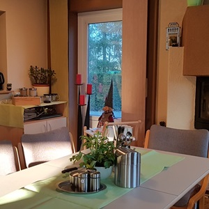 Frühstücksraum mit Kamin Pension Blechleppel